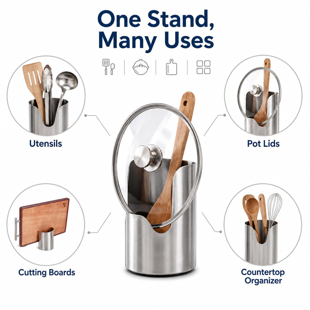 Stainless Steel Utensil Holder, New Thickened Premium Pot Lid Holder,3 pcs