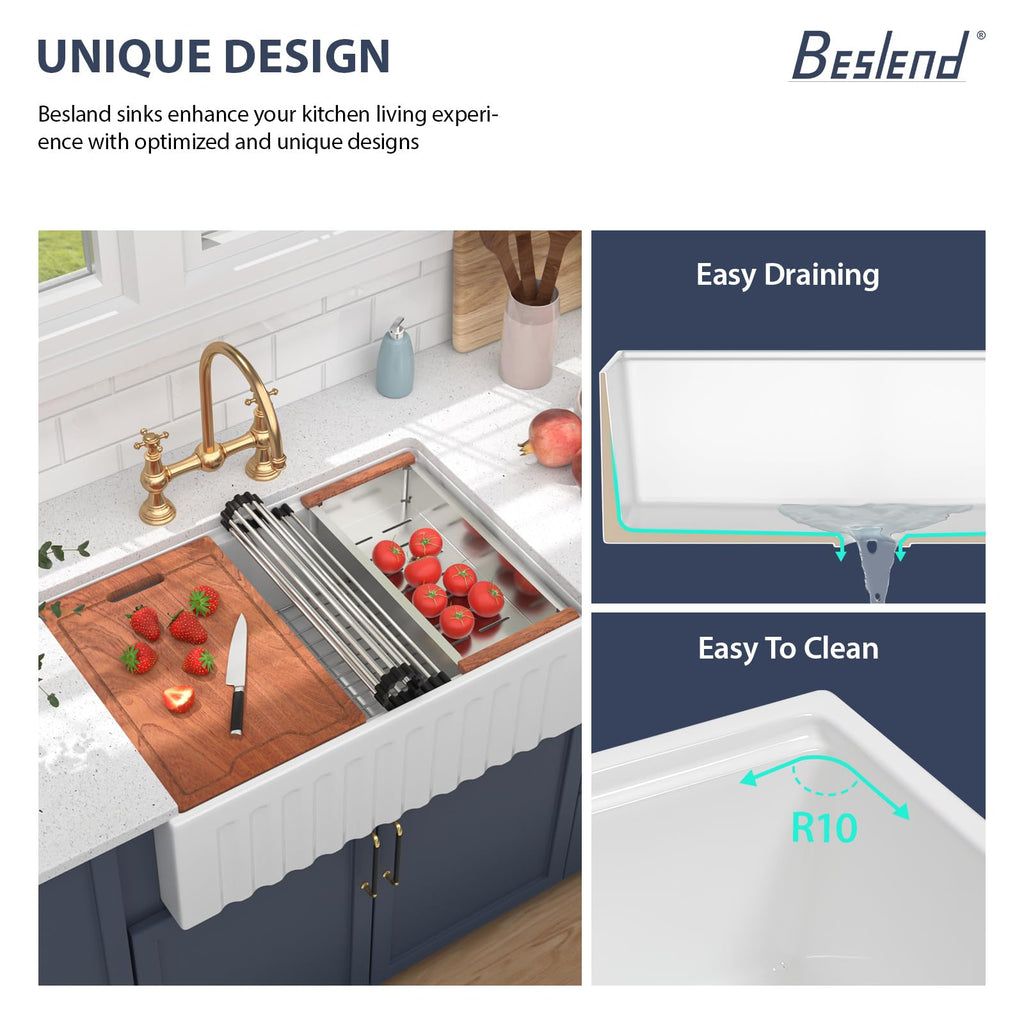 33 Inch Farmhouse Sink White Workstation