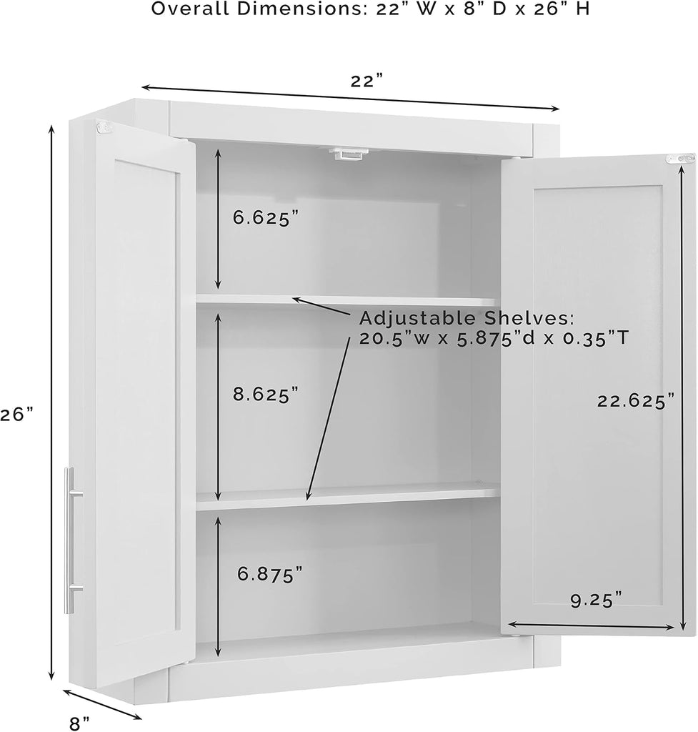 Savannah Wall Mounted Bathroom Storage Medicine Cabinet with Shelves, White