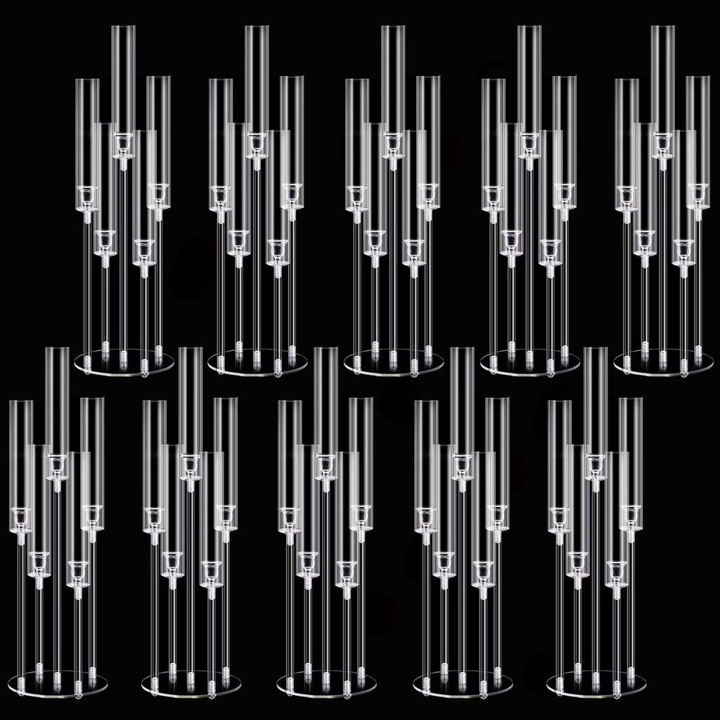10pcs 5 Arm Acrylic Candelabra Centerpieces for Table,26inches Tall Clear Candlestick Holder Wedding Centerpieceson
