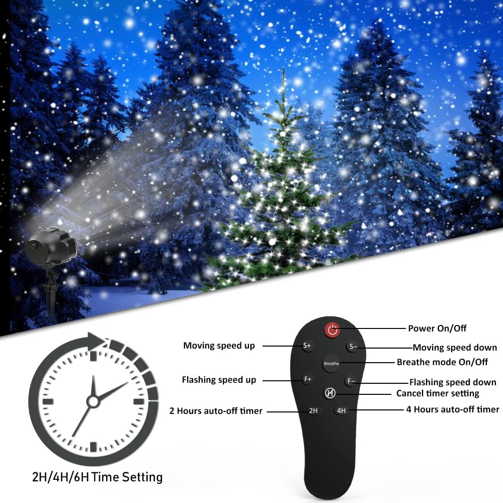 Christmas Snowfall Projector Lights Outdoor,Snow Falling Projector Lamp Dynamic Snow Effect Christmas Dot Decorations