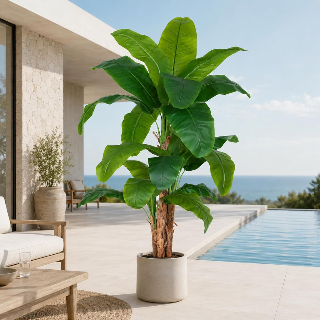 9ft Extra Tall Artificial Banana Tree, Fake Banana Leaf Plant with 24 Faux Banana Leaves, Perfect Indoor Outdoor