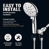 9-Function Shower Head with Built-in Power Spray, 1.8 GPM Water Saving ON/OFF Toggle Switch