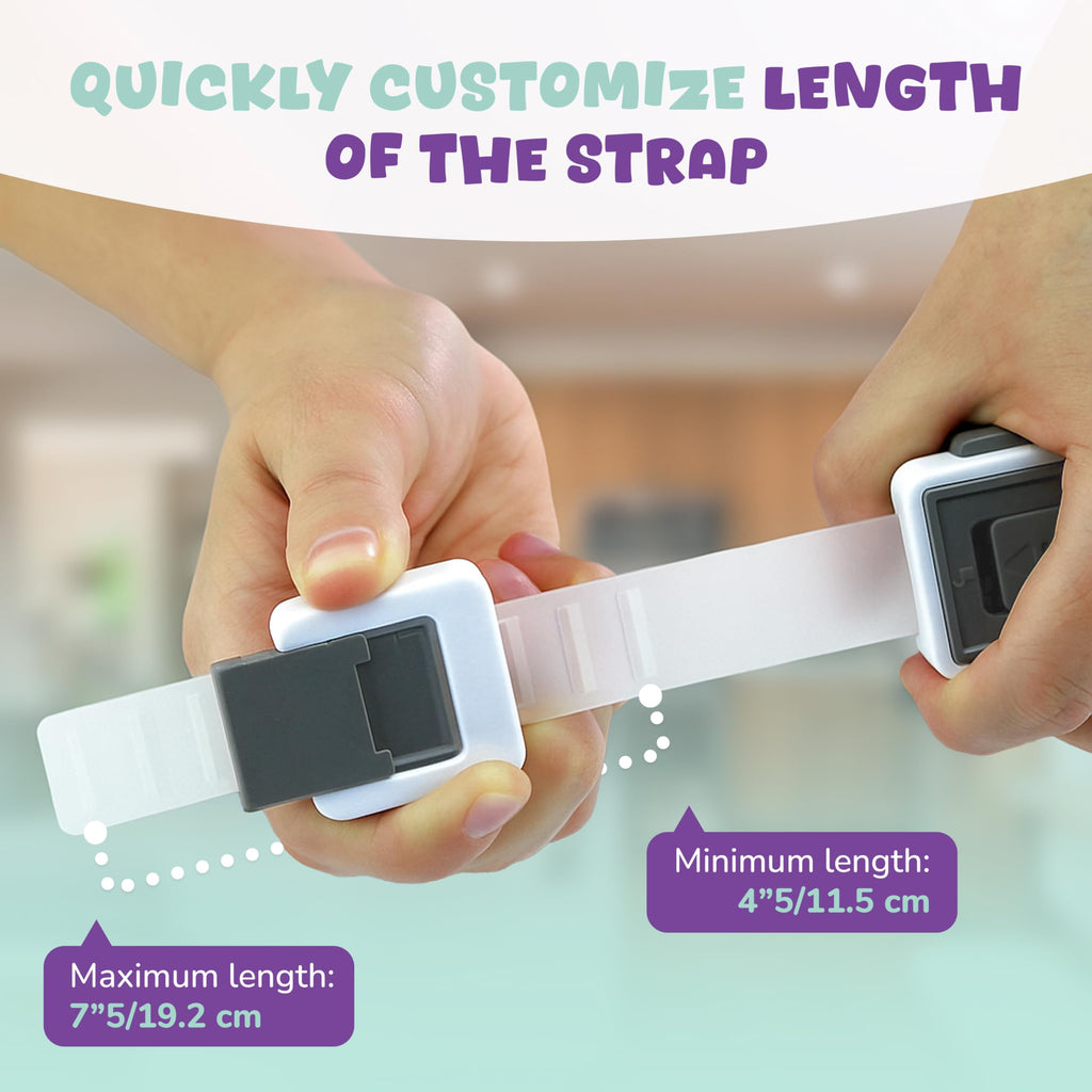 Child Safety Locks (4-Pack) - Baby Proof Cabinets, Drawers, Toilets & Appliances- Adjustable Strap Length, Double
