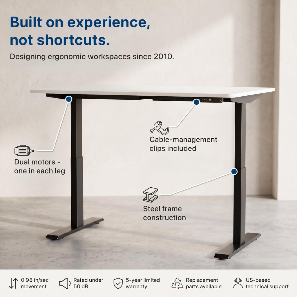 Electric Dual Motor Standing Desk Frame 2-Stage (Black)