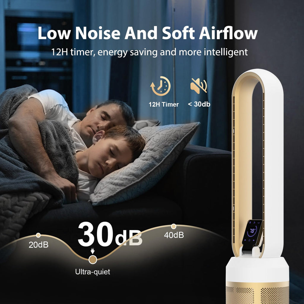 38" Bladeless Fan , Quiet Standing Fans with Remote