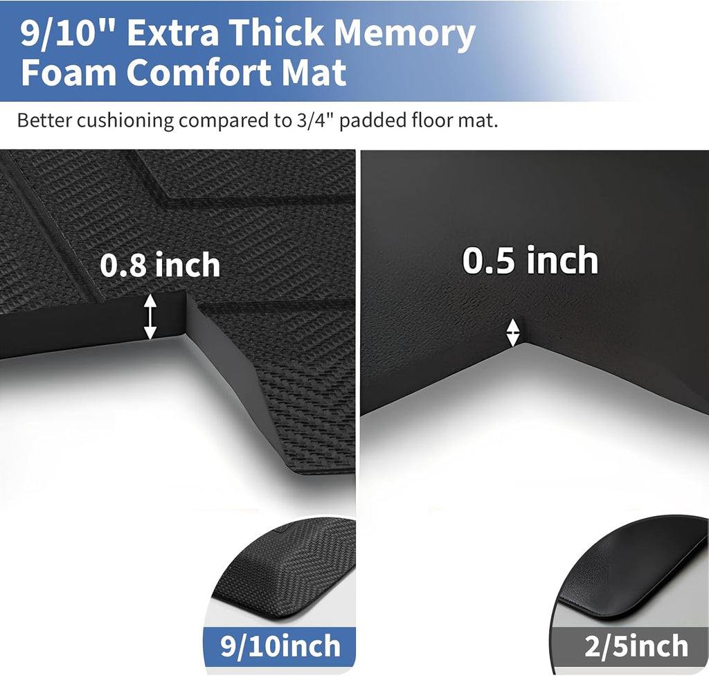 9/10"" Extra Thick Cushioned Anti Fatigue Kitchen Mat, Waterproof High Density Foam Standing Desk Mat, Non-Slip