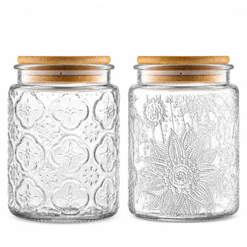 2 Pack Vintage Glass Jars with Lids, Airtight Coffee Storage Jars