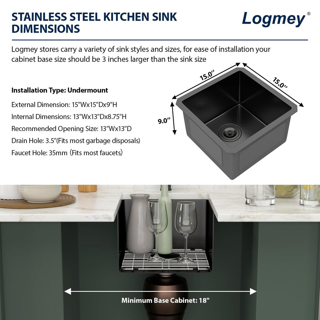 15 Inch Undermount Kitchen Sink Matte Black
