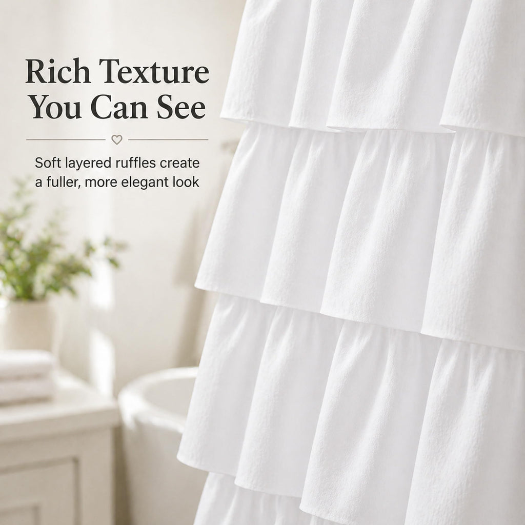 White Ruffle, 72 x 72 Inches, Farmhouse Style