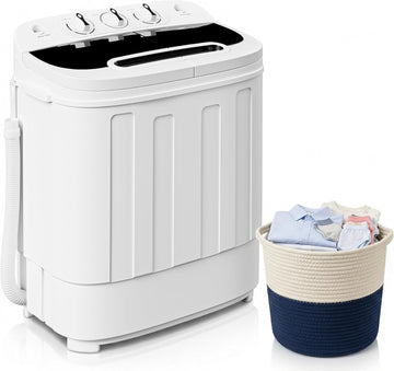 Portable Clothes Washing Machine Mini Twin Tub Washing Machine 13lbs Capacity with Spin Dryer,Compact Washer and Dryer