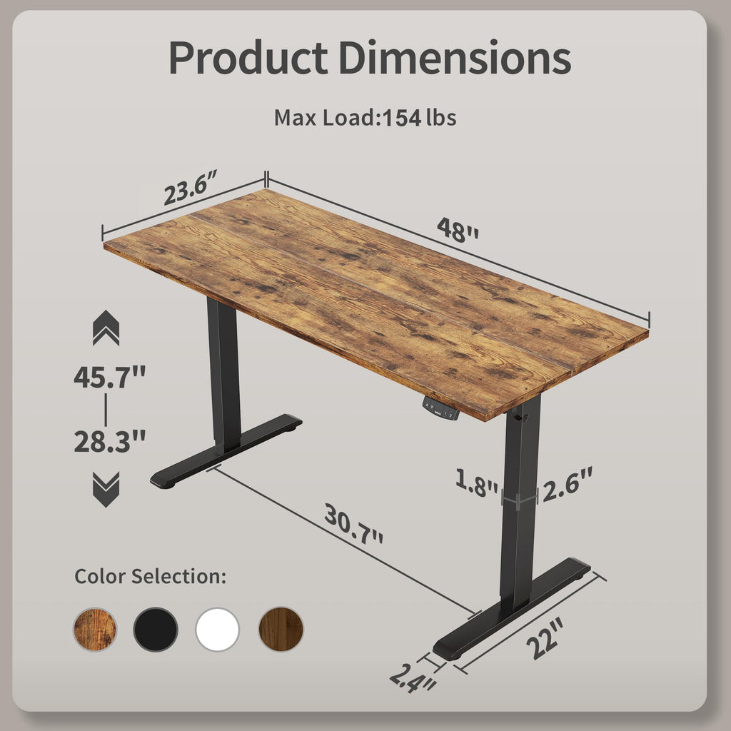 48*24 Inch Height Adjustable Electric Standing Desk, Rustic Brown