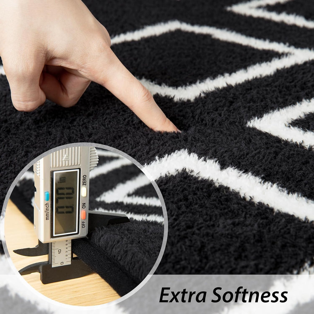 Soft Area Rug, Moroccan Rugs, Geometric Non-Slip Carpet with Memory Foam for Boys Girls's Bedside Office Dorm