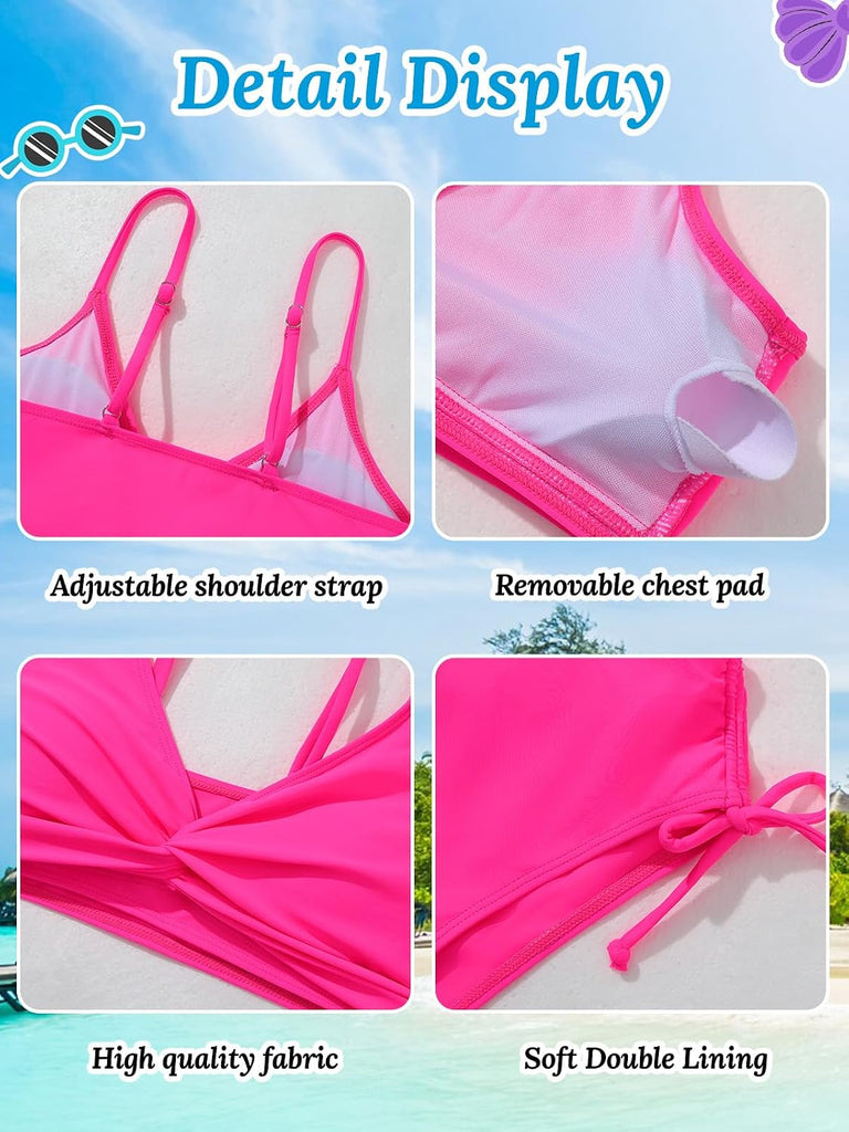 Girls Swimsuit with Skirt Twist Cross Teen Bikini Set Swim Bathing Suits