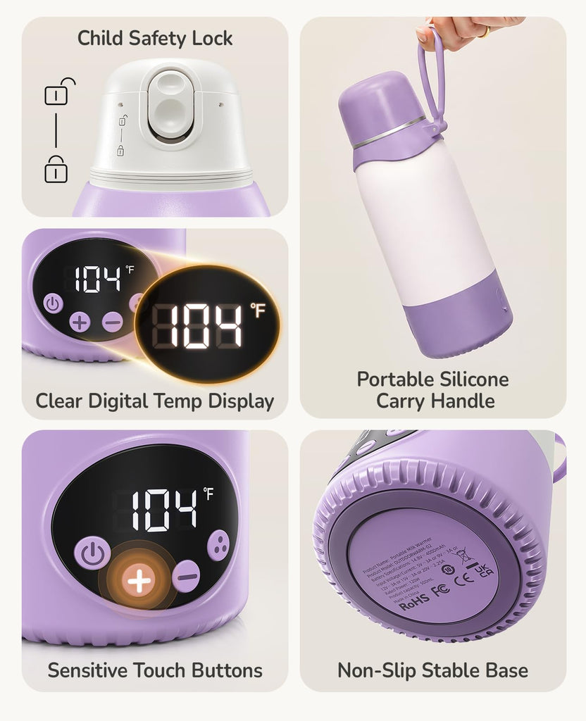Portable Bottle Warmer for Breast Milk, Baby Milk Warmer Travel Essentials