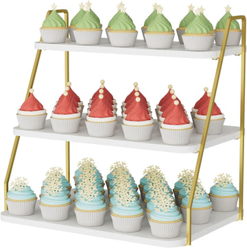 Cupcake Stand, 3-Tier Dessert Stand for 55 Cupcakes, Wood & Metal Tower Display Premium Holder Dessert Tree Tower
