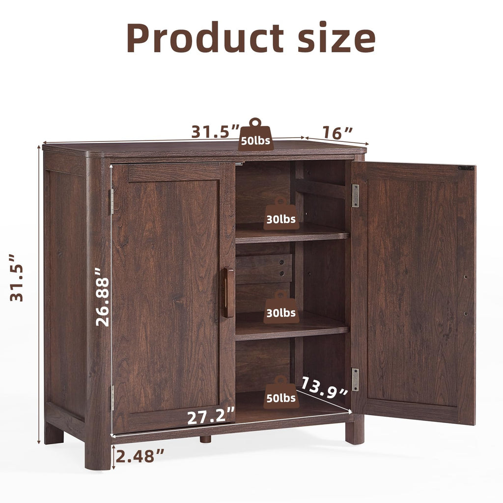Sideboard Buffet Cabinet with Storage, 31.5" Arc-Shaped Credenza