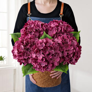 Silk Artificial, 5Pcs 20Inch Large Lifelike Silk Artificial Hydrangeas, Full Fake for Bouquet Table Centerpieces