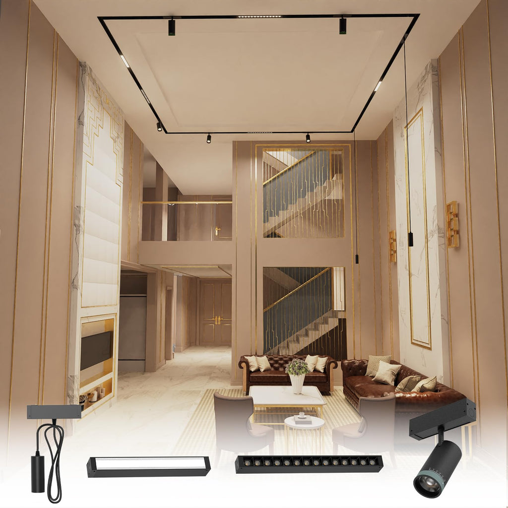 Magnetic Track Lighting Rail, 4-Wire Recessed Aluminum Rail