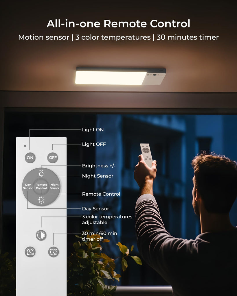 Rechargeable Motion Sensor Ceiling Light Upgraded, Battery Closet Light