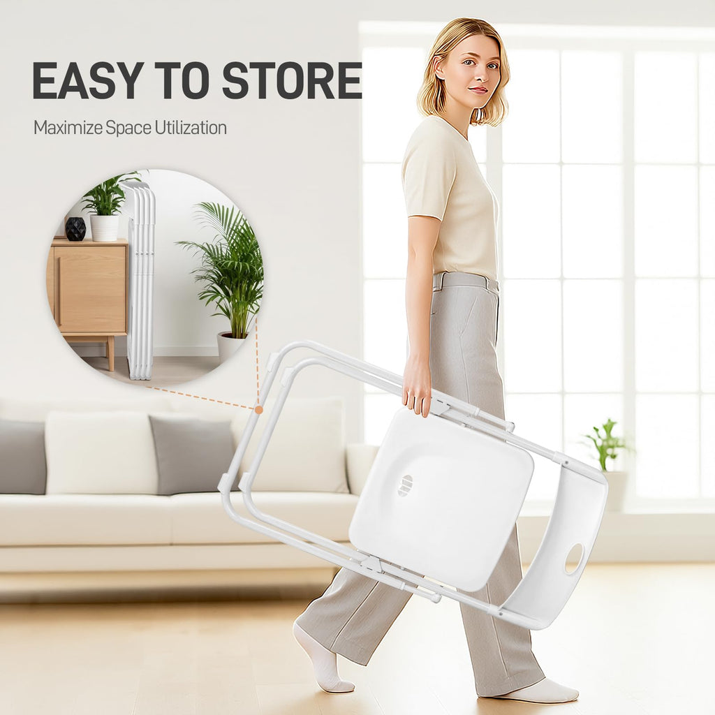 12 PCS Plastic Folding Chair, Lightweight Foldable Chair, White