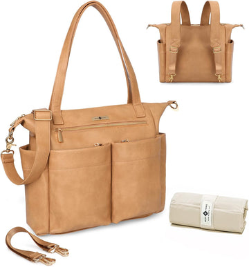 Leather Diaper Bag Backpack Baby Leather Diaper Bag Tote