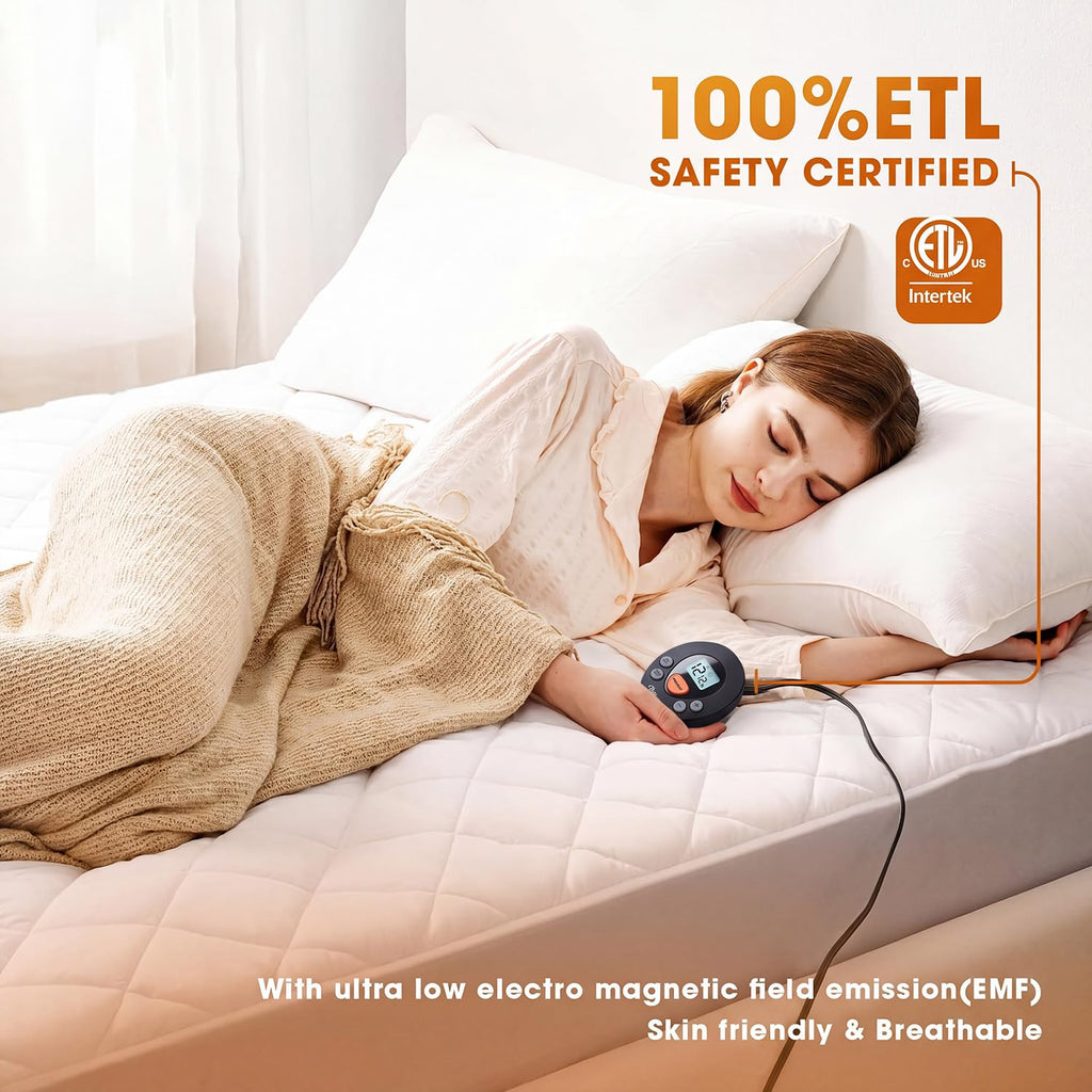 Heated Mattress Pad King Size, Electric Bed Warmer with Preheat