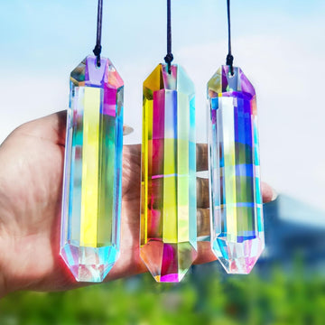 3 Pack 5" Large Crystal Prisms Suncatcher for Window AB Colored Sun Catcher - Indoor Window,Hanging Crystals