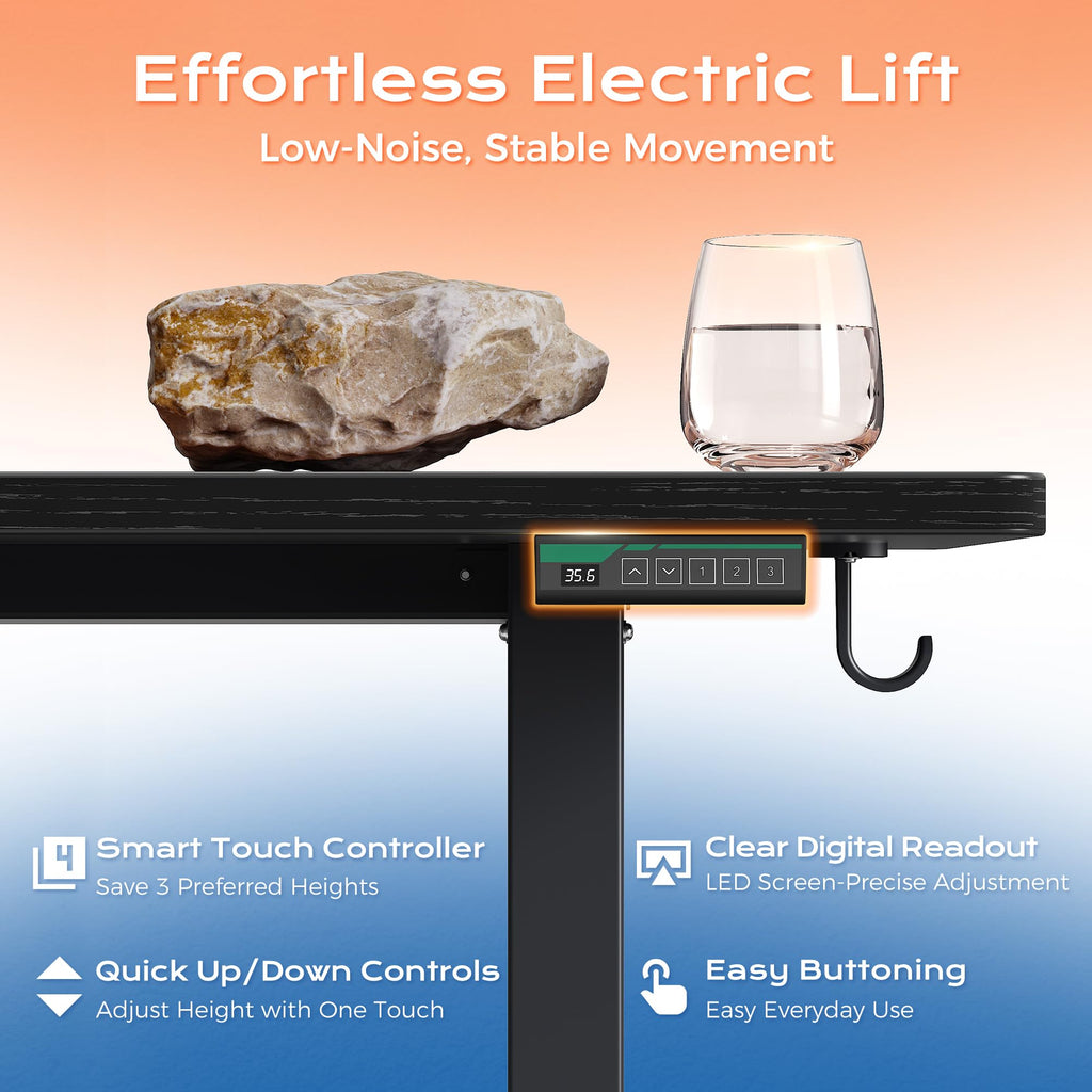 75 x 63 Inch L Shaped Standing Desk with Power Outlets