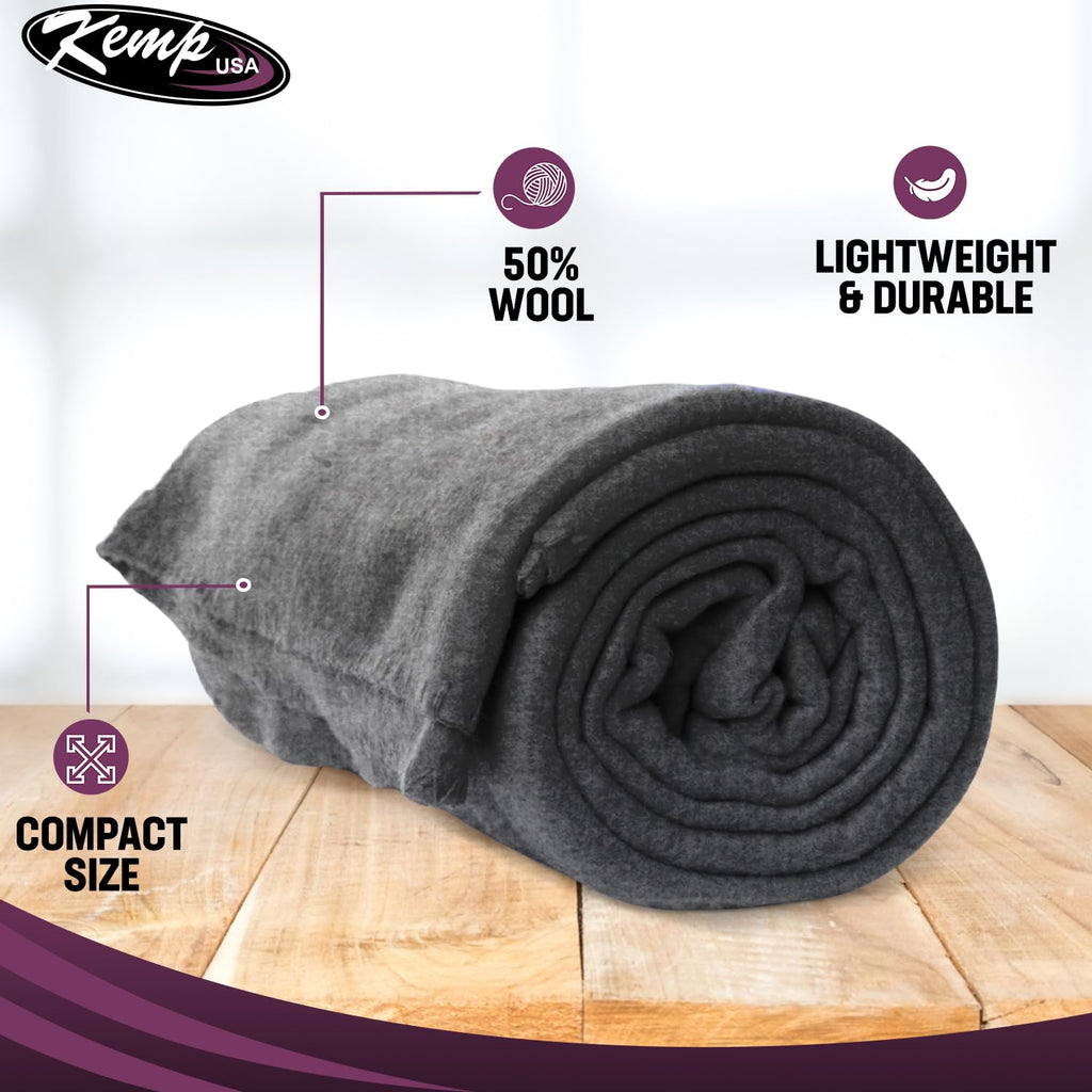 Wool Blanket 60 x 84 Inch Fire Retardant Military Survival Camping