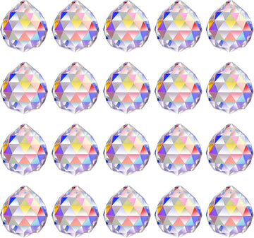 Crystal Sun Catcher Suncatcher Prism Ball AB-Coated - 20 Pack, 1.18"/30mm, Rainbow Pendant Maker, Crystal Beads