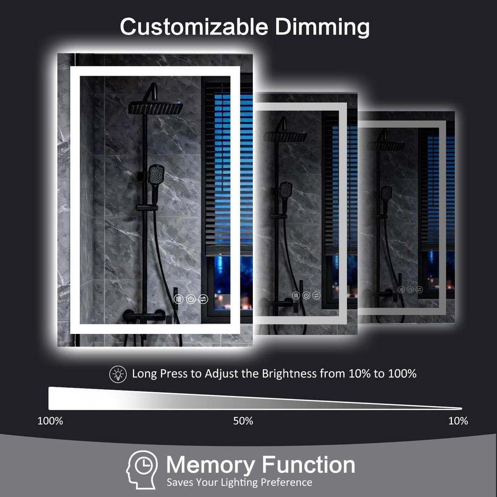 28"x 36" LED Bathroom Mirror with Lights, Backlit & Front Lit Vanity Mirror