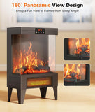 Freestanding Electric Fireplace Heater with Realistic 3D Flame, Adjustable Thermostat, Remote Control, Timer, Quiet Operation