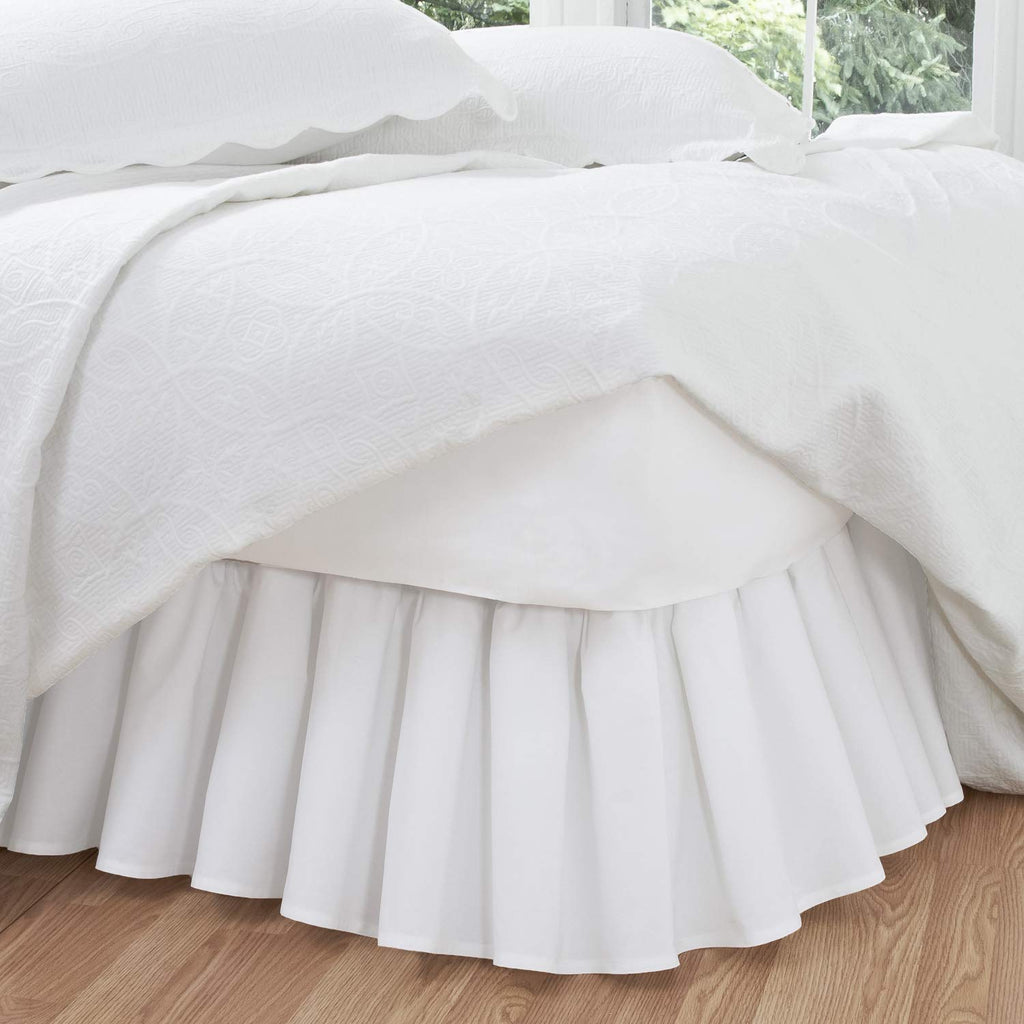 Bedding Ruffled Bedskirt, Classic 18" Drop Length, Gathered Styling, Twin, White (FRE30118WHIT01)