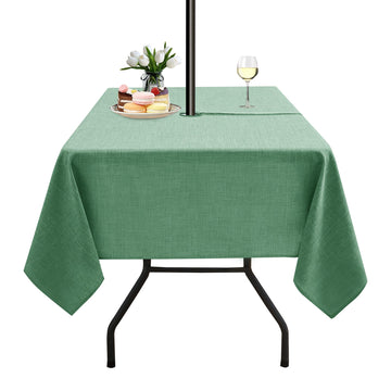 Outdoor Tablecloth with Umbrella Hole, Natural, 60x60 Inch
