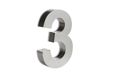 8 Inch Backlit LED House Number 3, Stainless Steel, Wired
