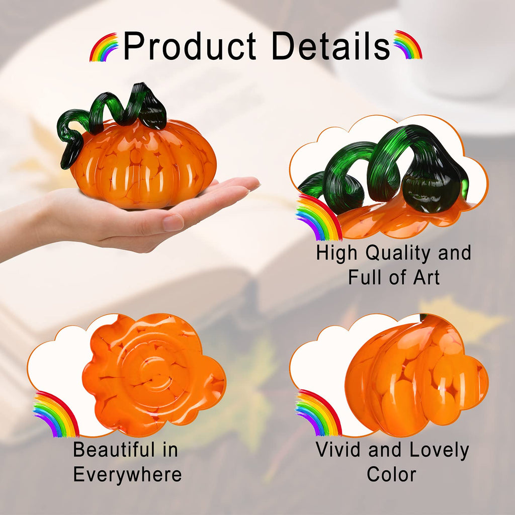 4 x 4 Inch Fall Hand Blown Glass Pumpkin for Decorating, Orange