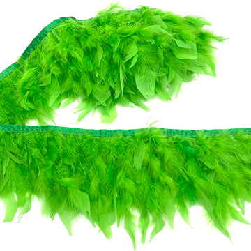 Turkey Feathers Fringe Trim for Party Clothing DIY Sewing Crafts Decoration Pack of 2 Yards (Lime Green)