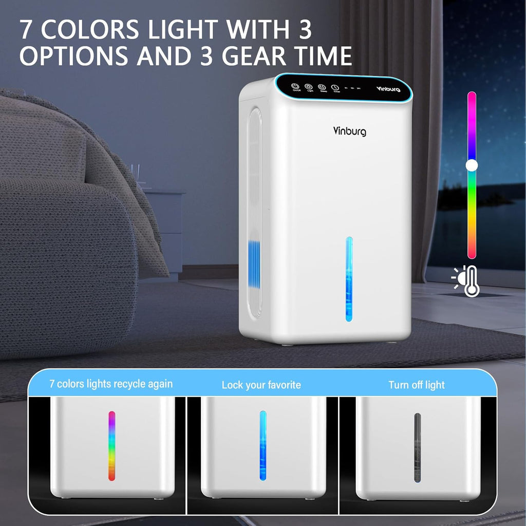 Dehumidifier for Home 1000 sq.ft - Small Quiet Dehumidifier with Auto Shut Off, Aromatherapy, 3 Gear Timer, Sleep Mode
