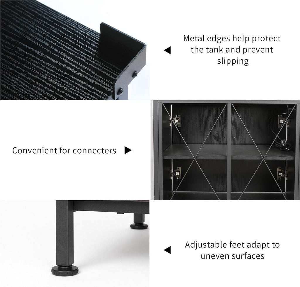 45-67 Gallon Reptile Tank Stand with Power Outlet, Black