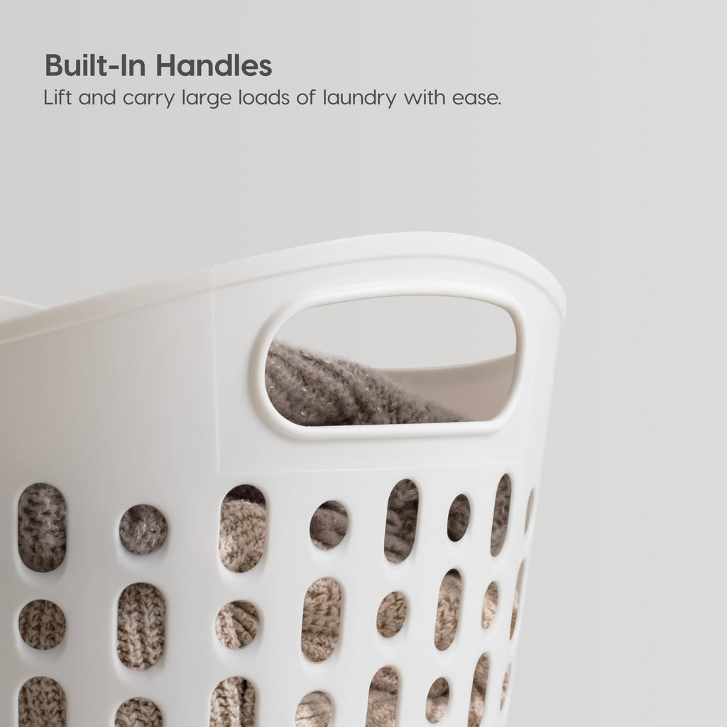 USA Plastic Laundry Hamper, 27L- 3 PK, Flexible, Ventilation, White