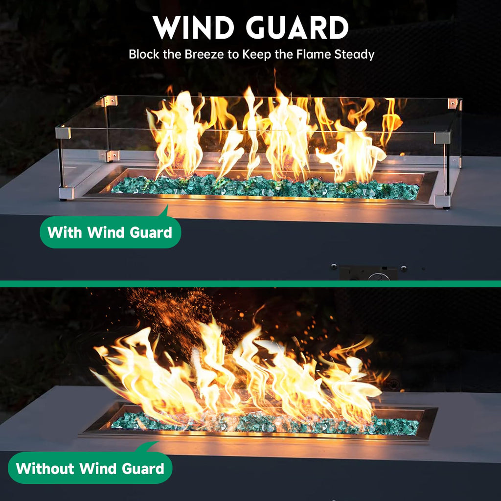 Fire Pit Wind Guard, 31" x 12" Fire Pit Wind Guard Rectangle