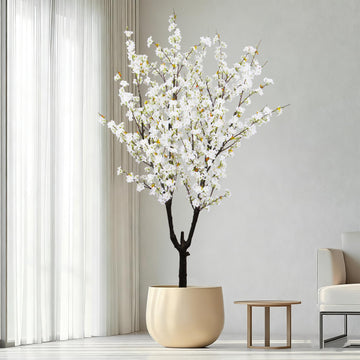 Faux White Cherry Blossom Tree 7ft(84in) Tall Artificial Plant Home Decor