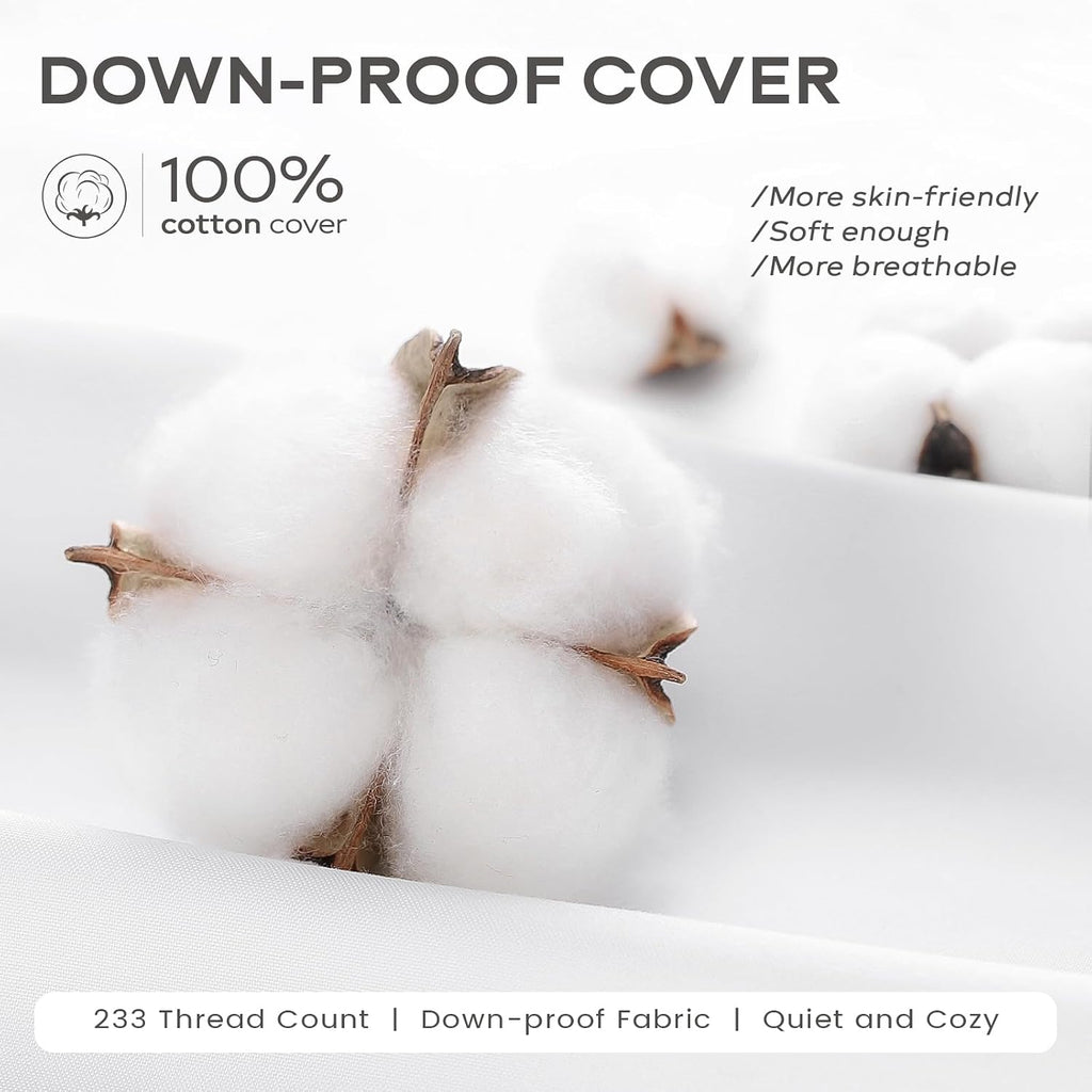 Down Feather Throw Pillow Inserts 22x22 Euro Pillow Inserts, Soft Fluffy Throw Pillows with Cotton Cover, Decorative