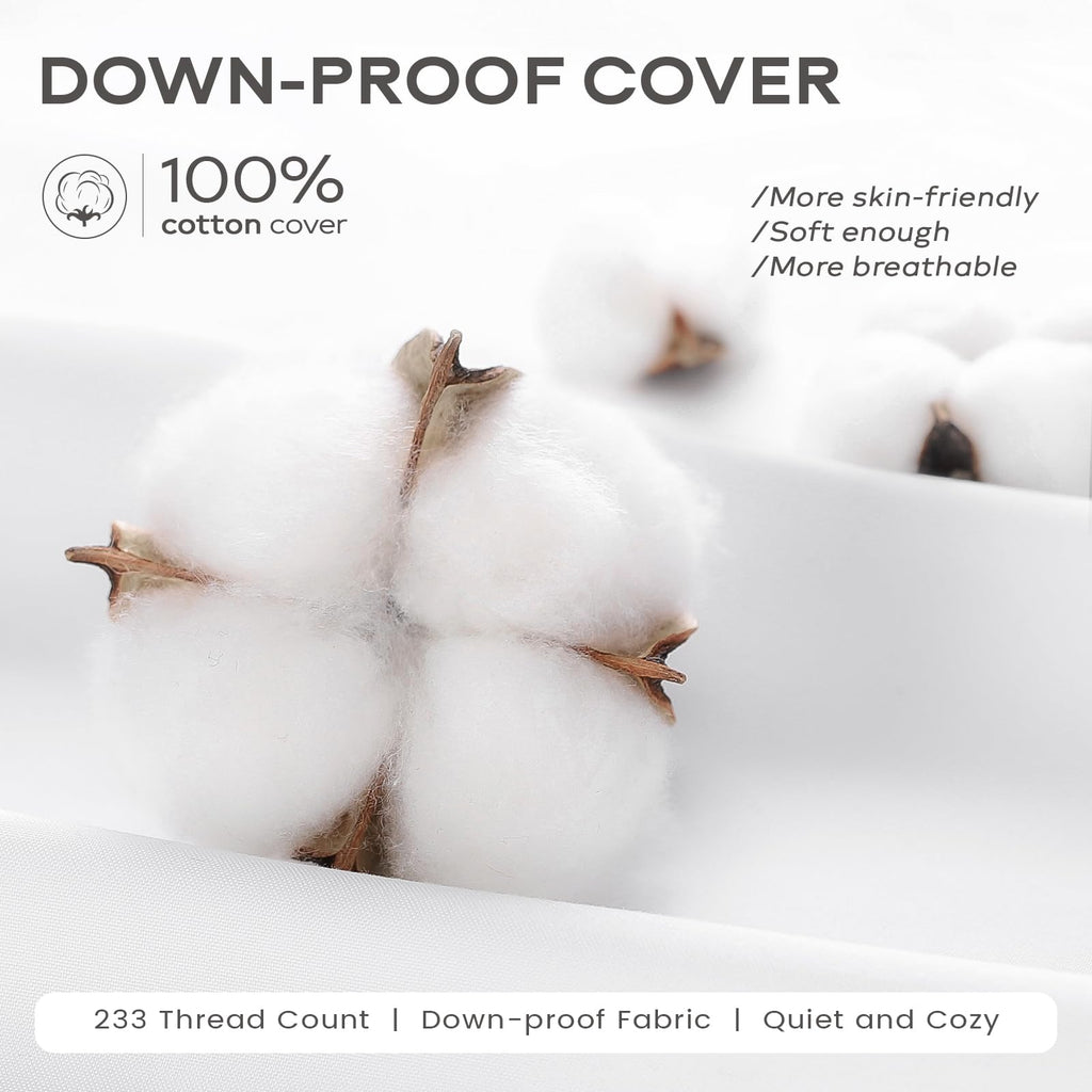 Down Feather Throw Pillow Inserts 24x24 Euro Pillow Inserts, Soft Fluffy Throw Pillows with Cotton Cover, Decorative