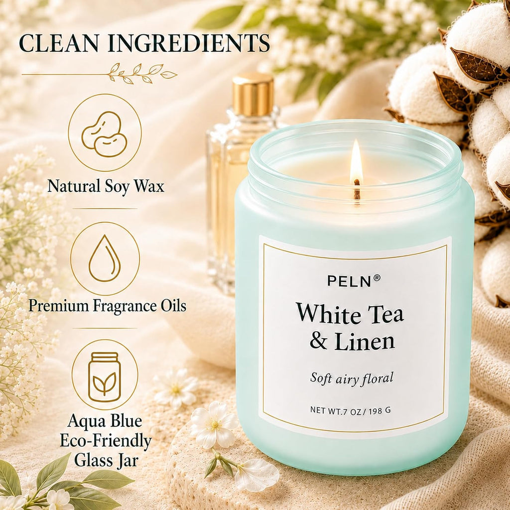Scented Candles Gift Set, 6-Pack 7 oz Soy Candles, Fresh Botanical Scents | Eucalyptus, White Tea, Sea Salt & Peony.