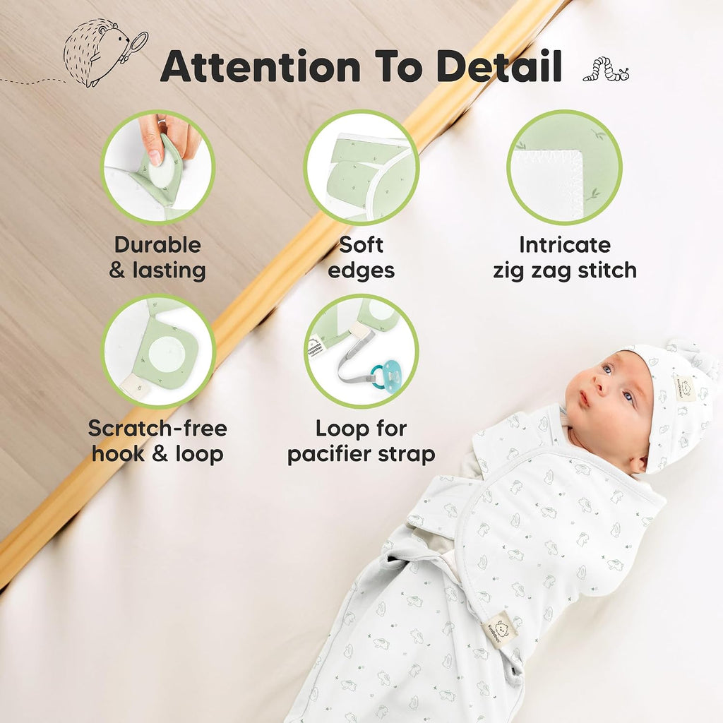 3pk Organic Swaddles for Newborns Girls, Boys & Hats (Bunnies, )