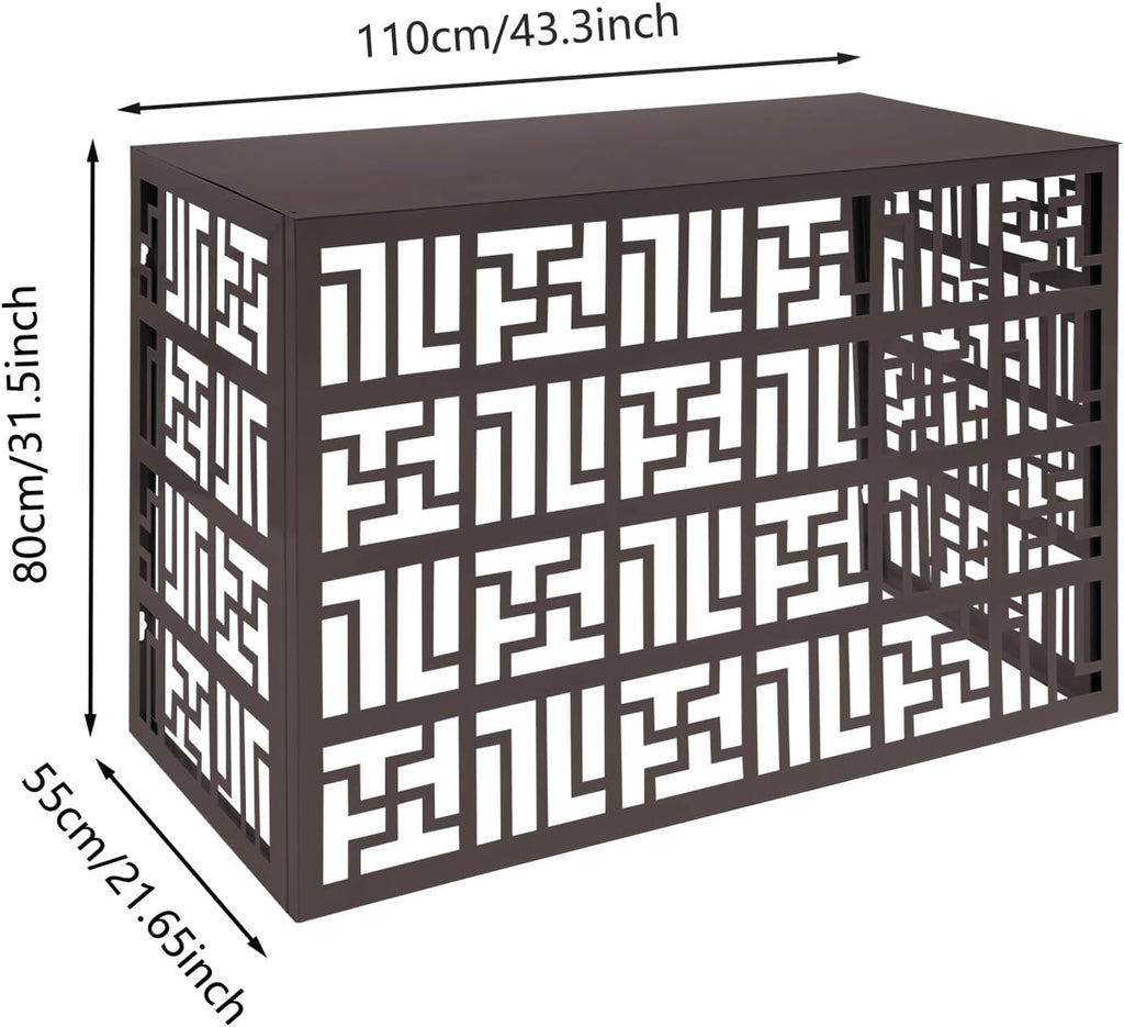 4 Panels Air Conditioner Fence Screen, 43.3 x 21.65 x 31.5in Metal A/C Privacy Panels Outdoor Air Conditioner Privacy