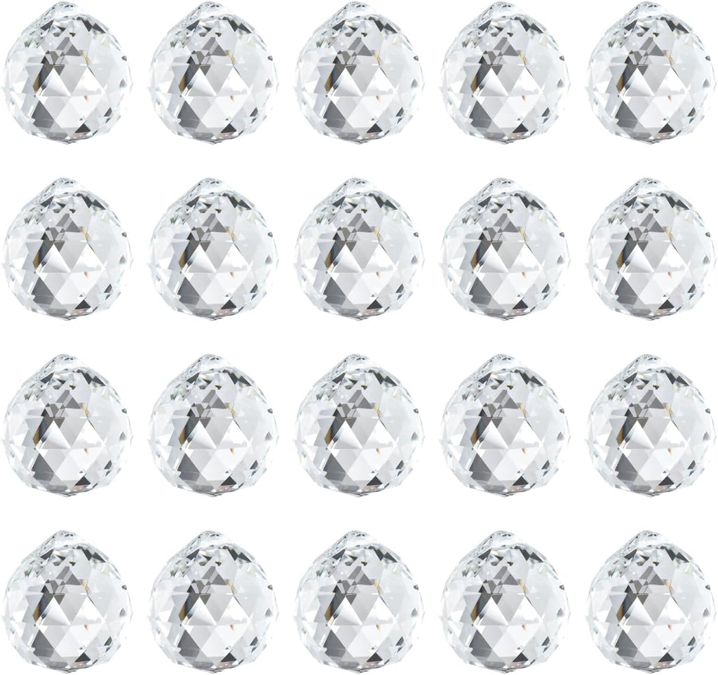 20 Pcs 20mm Clear Crystal Prism Pendant Hanging Crystal Feng Shui Ball Prism Pendant Suncatcher Ball for Wedding