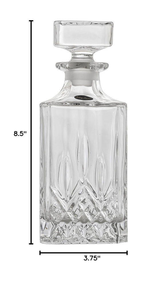 Lead-Free Crystal Liquor Decanter with Stopper, Rectangular
